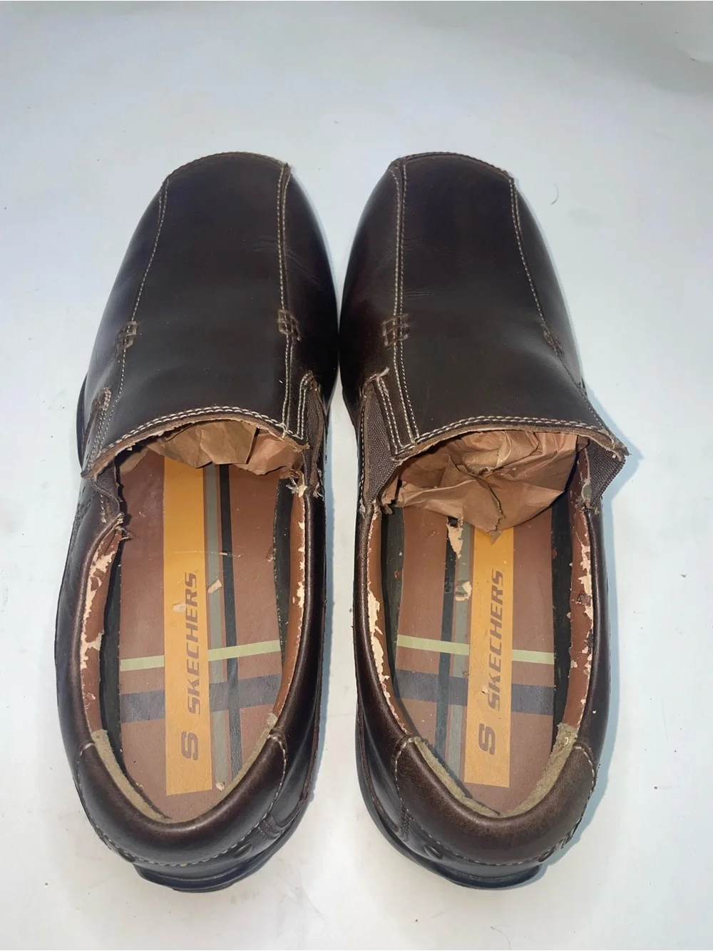 Skechers Men's Slip-On Dragon Embossed Leather Loafers - Dark Brown
